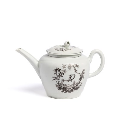 Lot 19 - A WORCESTER TEAPOT AND COVER, CIRCA 1756-60