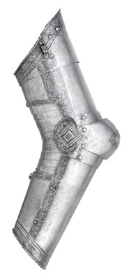 Lot 312 - A FINE NORTH GERMAN VAMBRACE FOR THE LEFT ARM WITH ETCHED DECORATION