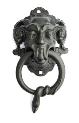 Lot 65 - A BRONZE DOOR KNOCKER, PROBABLY GERMAN, 16TH CENTURY STYLE