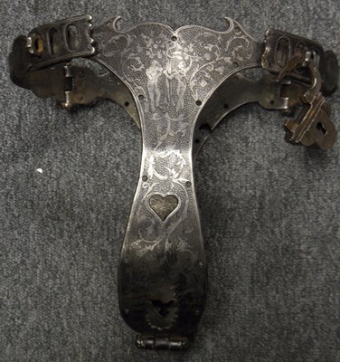 Lot 364 - A HIGHLY DECORATED CHASTITY BELT AND PADLOCK