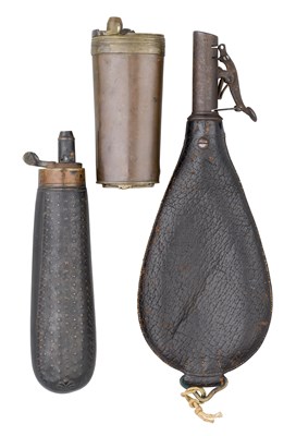 Lot 374 - **AN ENGLISH LEATHER SHOT-FLASK