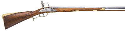 Lot 406 - AN 18 BORE BOHEMIAN FLINTLOCK SPORTING GUN BY LEOPOLD BECHER