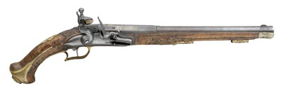 Lot 409 - AN 18 BORE FLINTLOCK HOLSTER PISTOL SIGNED DRESCHLER