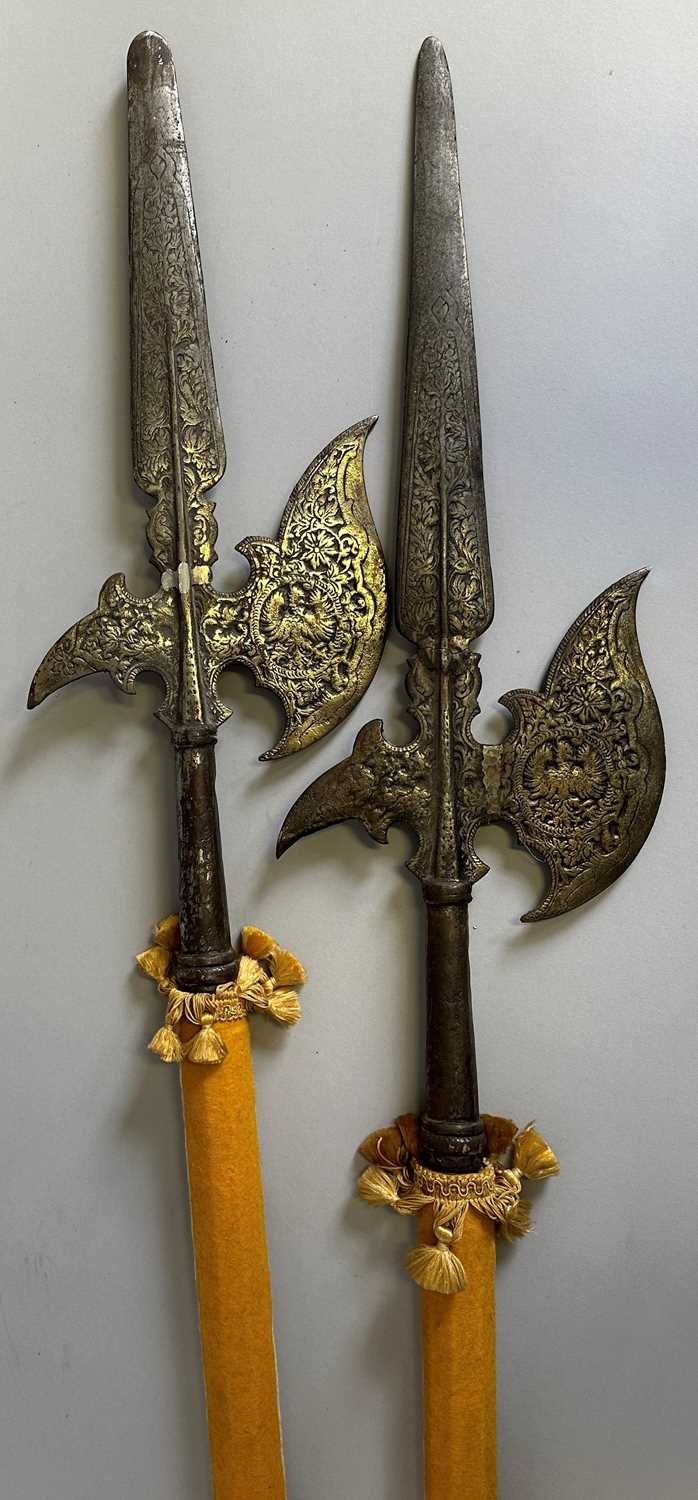 Lot 251 - TWO HALBERDS IN EARLY 17TH CENTURY STYLE, 20TH CENTURY