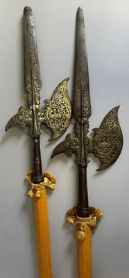 Lot 380 - TWO HALBERDS IN EARLY 17TH CENTURY STYLE, 20TH CENTURY