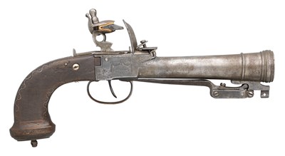 Lot 447 - A BELGIAN FLINTLOCK BLUNDERBUSS PISTOL BY MICHEL BERLEUR