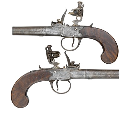 Lot 452 - A PAIR OF 54 BORE FLINTLOCK POCKET PISTOLS BY ARCHER