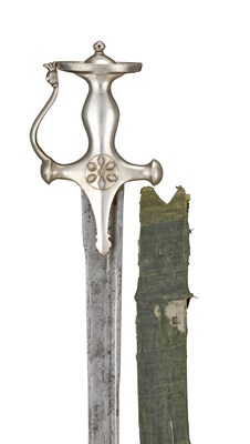 Lot 80 - AN INDIAN TALWAR WITH SILVERED HILT