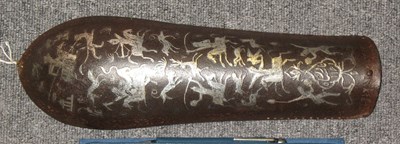 Lot 97 - AN INDIAN SILVER-ENCRUSTED FORE-ARM DEFENCE (BAZU BAND)