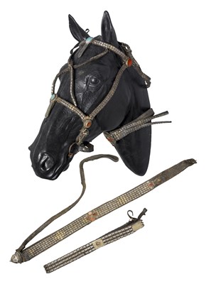 Lot 108 - ELEMENTS OF CAUCASIAN SILVER-MOUNTED HORSE HARNESS