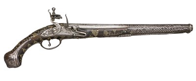 Lot 109 - A 16 BORE OTTOMAN FLINTLOCK PISTOL