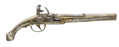 Lot 114 - **A 22 BORE BALKAN FLINTLOCK HOLSTER PISTOL