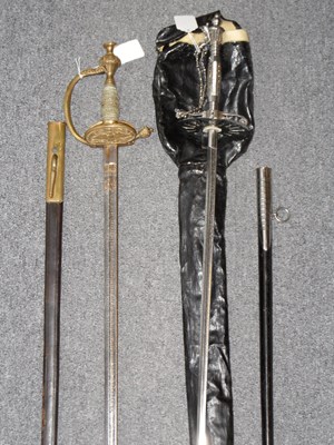 Lot 181 - A PRUSSIAN PRESENTATION OFFICER'S SWORD DATED 1884 AND AN ENGLISH COURT SWORD