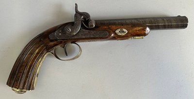 Lot 452 - A CONTINENTAL 28 BORE PERCUSSION TRAVELLING PISTOL, CIRCA 1840