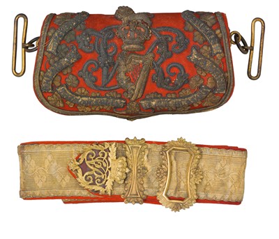 Lot 184 - **A VICTORIAN OFFICER'S POUCH BELT AND A POUCH OF THE 8TH HUSSARS