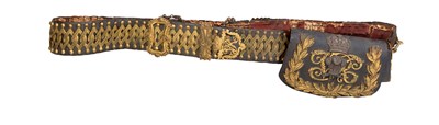Lot 186 - A VICTORIAN OFFICER'S POUCH BELT AND POUCH OF THE 10TH HUSSARS