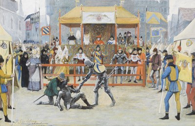 Lot 226 - AMEDEE FORESTIER (1854-1930) A FOOT COMBAT CIRCA 1460