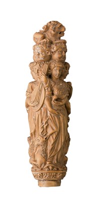 Lot 234 - A FINELY CARVED NORTH EUROPEAN BOXWOOD KNIFE HANDLE