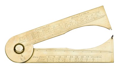 Lot 250 - A RARE GUNNER'S FOLDING CALLIPER BY GILBERT