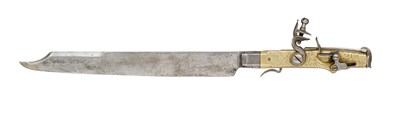 Lot 259 - A COMBINED 100 BORE FLINTLOCK PISTOL AND KNIFE