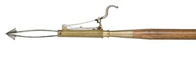 Lot 260 - AN UNUSUAL COMBINED EEL SPEAR AND 50 BORE D.B. PERCUSSION PISTOL