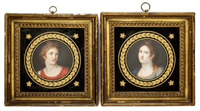 Lot 112 - A PAIR OF GRAND TOUR MINIATURES OF APOLLO AND DIANA, ITALIAN, CIRCA 1800