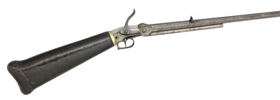 Lot 262 - A RARE CASED 50 BORE REPEATING BUTT RESERVOIR AIR RIFLE COMPLETE WITH AN ADDITIONAL 32 BORE BARREL F