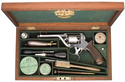 Lot 278 - A CASED 80 BORE TRANTER'S PATENT SECOND MODEL DOUBLE-TRIGGER SELF-COCKING FIVE-SHOT PERCUSSION REVOL