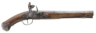 Lot 285 - A 13 BORE ENGLISH DOG-LOCK PISTOL OF MILITARY TYPE