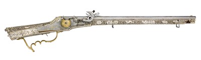 Lot 290 - A 40 BORE HIGHLY DECORATED SOUTH GERMAN WHEEL-LOCK SPORTING CARBINE