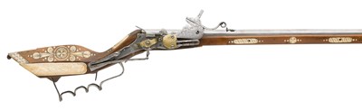 Lot 291 - A 40 BORE SILESIAN WHEEL-LOCK BIRDING GUN (TSCHINKE)