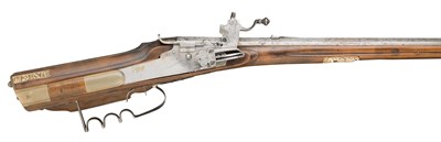 Lot 293 - A 20 BORE COMPOSITE AUSTRIAN WHEEL-LOCK SPORTING RIFLE