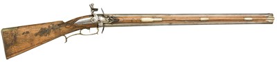 Lot 297 - **A 22 BORE BAVARIAN FLINTLOCK WENDER GUN BY IOHANN WAAS IN BAMBERG