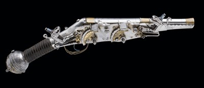 Lot 302 - A VERY RARE SUPERIMPOSED LOAD GERMAN WHEEL-LOCK BELT PISTOL DATED 1609