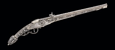 Lot 306 - **A 25 BORE HIGHLY DECORATED LONG WHEEL-LOCK PISTOL