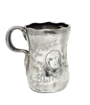 Lot 131 - AN AMERICAN SILVER NOVELTY CHRISTENING MUG, WHITING MANUFACTURING CO., NEW YORK, CIRCA 1915