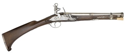 Lot 323 - **A 16 BORE CATALAN SILVER-MOUNTED FLINTLOCK CARBINE BY JOSEPH DEOP
