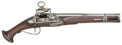 Lot 325 - **A RARE 20 BORE EARLY SPANISH MIQUELET-LOCK BELT PISTOL