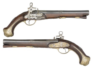 Lot 329 - **A PAIR OF 13 BORE SPANISH MIQUELET-LOCK PISTOLS BY PEDRO CARBONELL