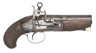 Lot 330 - **A 20 BORE SPANISH MIQUELET-LOCK TRAVELLING PISTOL