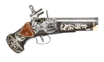 Lot 334 - **A 40 BORE MIQUELET-LOCK TRAVELLING PISTOL