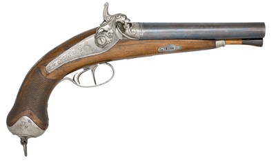 Lot 337 - **A 15 BORE D.B. SPANISH PERCUSSION PISTOL BY FRANCISCO BETOLAZA