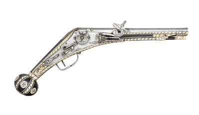 Lot 341 - A 32 BORE SOUTH GERMAN WHEEL-LOCK HOLSTER PISTOL