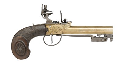 Lot 344 - A 32 BORE LIÃˆGOIS FLINTLOCK TRAVELLING PISTOL