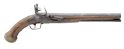 Lot 364 - A 20 BORE FLINTLOCK HOLSTER PISTOL BY JOSEPH BUCKMASTER