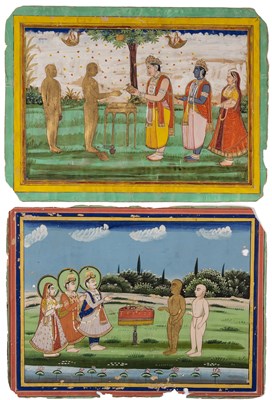 Lot 200 - TWO SCENES FROM HINDU EPICS, RAJASTHAN, PROBABLY JAIPUR, LATE 19TH CENTURY