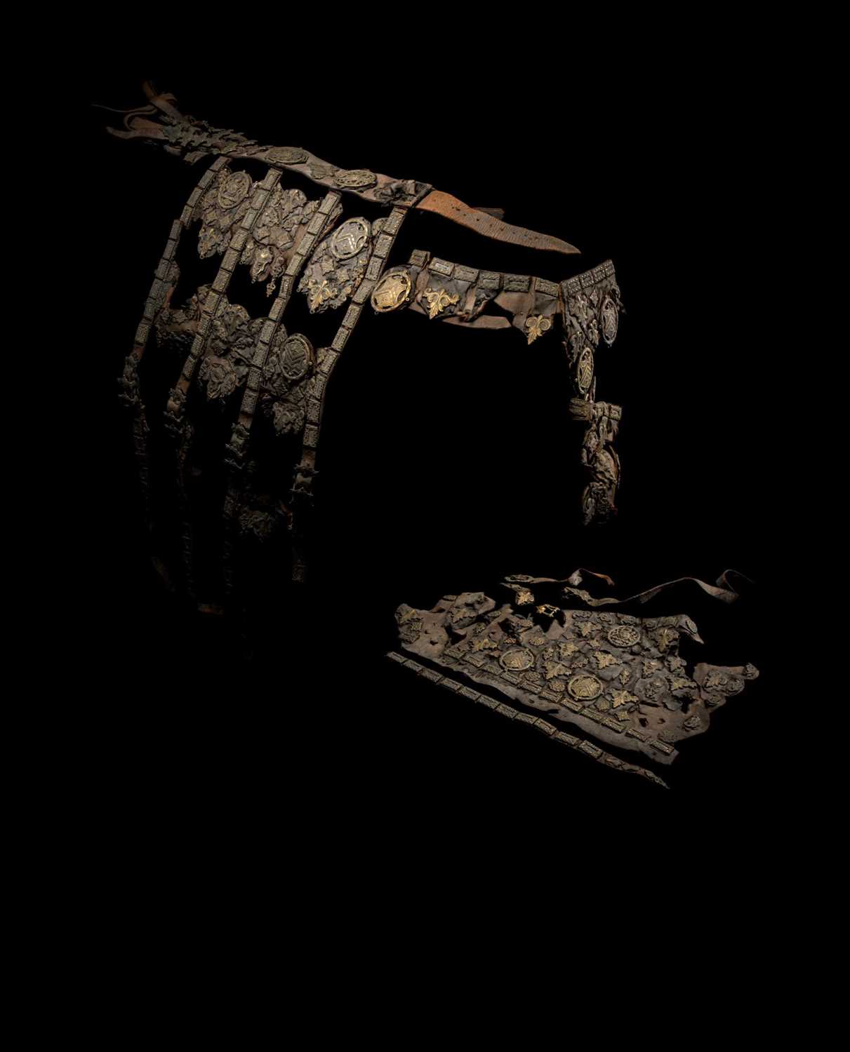 Lot 196 - ELEMENTS OF A RARE HORSE CAPARISON