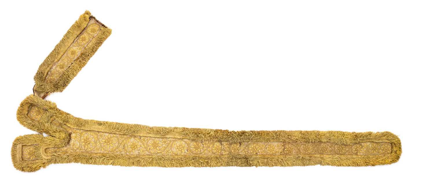 Lot 201 - A RARE EMBROIDERED BALDRIC FOR A SWORD