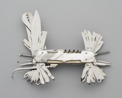 Lot 638 - A FINE MULTI-BLADE PENKNIFE FOR EXHIBITION, GEORGE WOSTENHOLM I.XL, SHEFFIELD, EARLY 20TH CENTURY