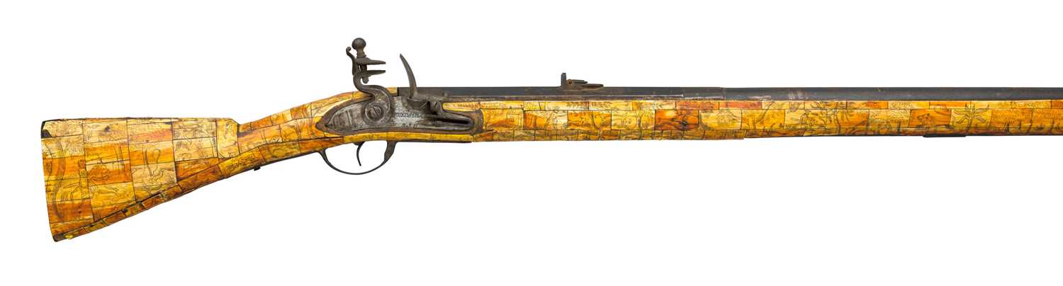 Lot 290 - A 6 BORE PRUSSIAN MILITARY FLINTLOCK RAMPART GUN